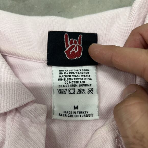 Vintage Quicksilver Polo Shirt Casual Mens Medium Pink Surf Palm Trees Beach - Picture 6 of 7